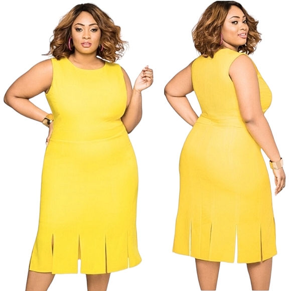 NWT Ashley Stewart Carwash Hem Dandelion Yellow Dress Size 14W - Picture 1 of 7